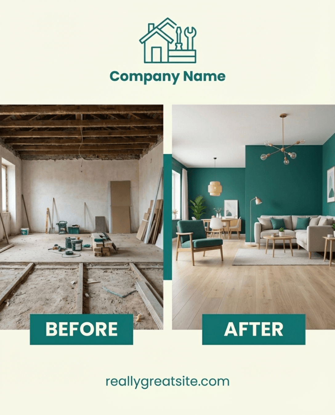 Before & After — Construction social post example